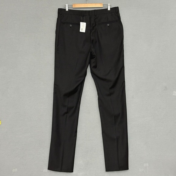 NWT Premium Wool Mens Pants 36 Charcoal Gray Flat Front Unhemmed Classic Trouser - Picture 3 of 14